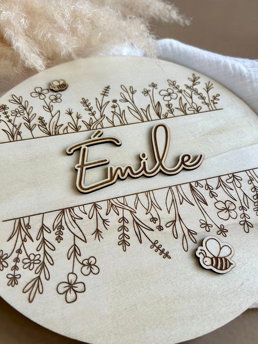 Rond Floral Prénom personnalisable